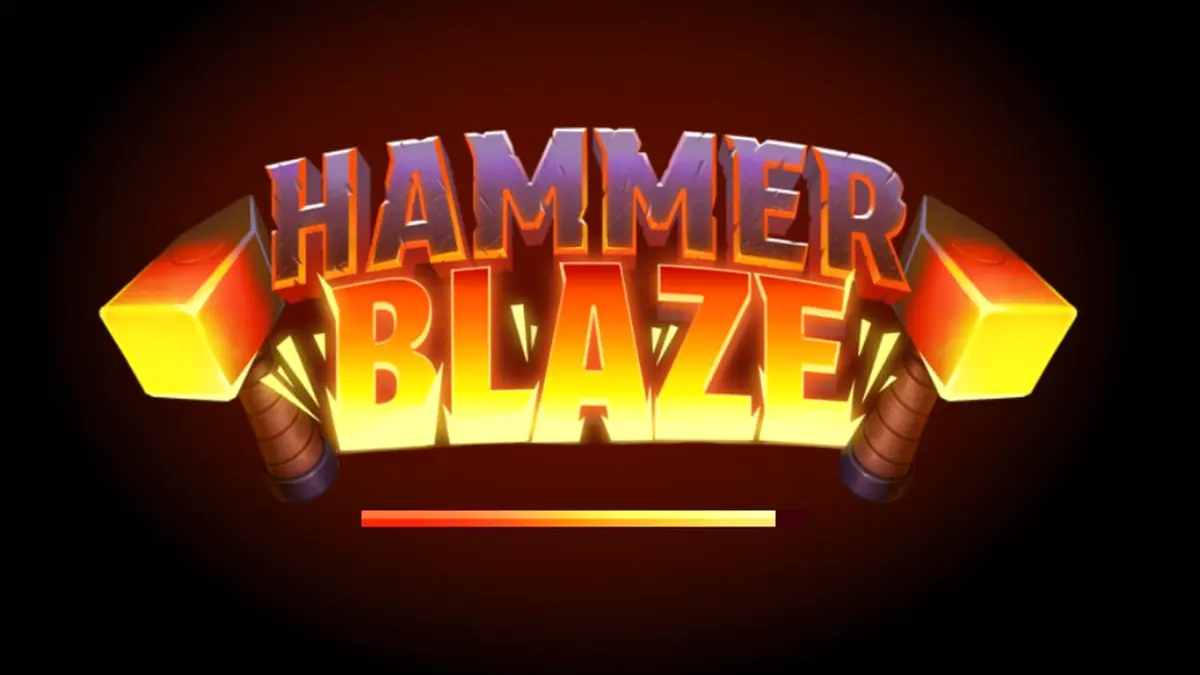 Tampilan visual slot Hammerblaze dengan tema bengkel dewa Yunani dan elemen api